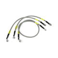 MCS by Goodridge brake line front, stainless clear coated — 12-16 FLSTF/FLSTFB/FLS with ABS; 11-16 FLSTN Softail Deluxe with ABS