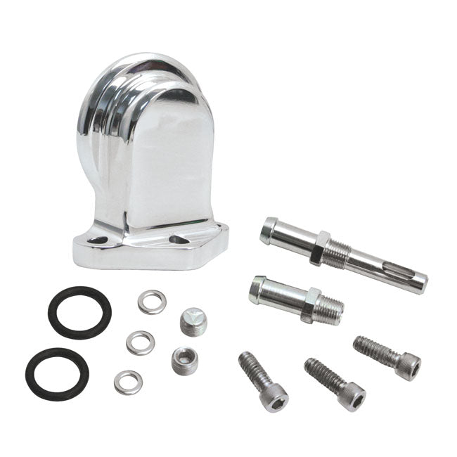 S&S, Twin Cam billet oil filter mount kit. Polished