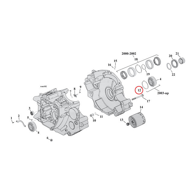 Retaining rings, pinion/sprocket shaft bearing