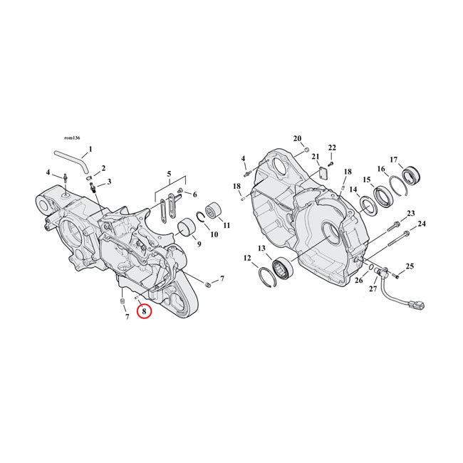 Dowel pin — 04-22 XL Sportster; 08-12 XR1200 (NU)
