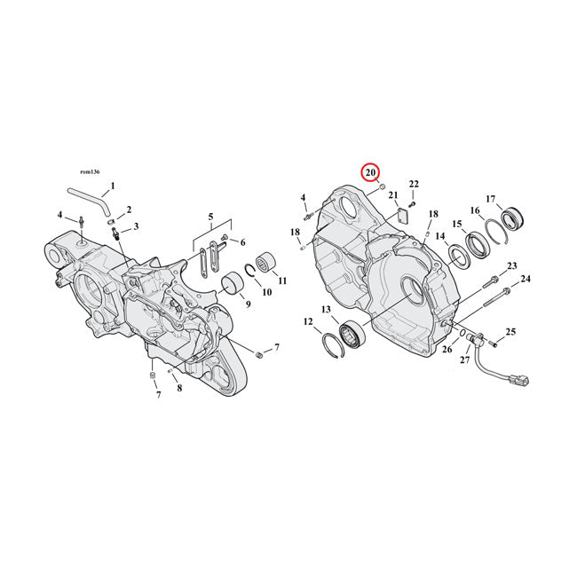 S&S, dowel pin. Crankcase/primary