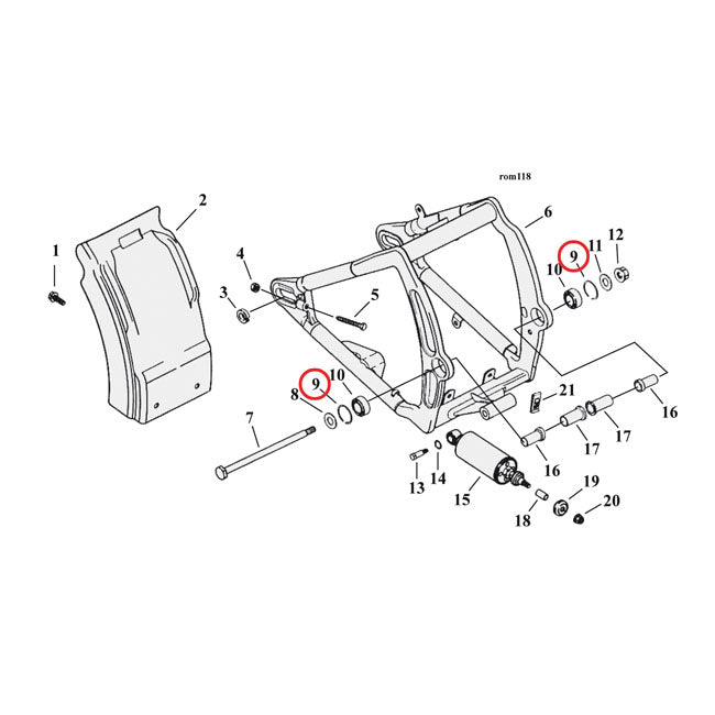 Retaining ring, swingarm bearing — 00-26 Softail; 04-22 (NU) XL Sportster; 08-12 (NU) XR1200