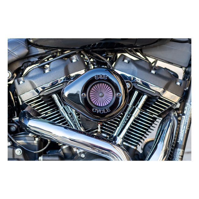 S&S, ''Air Stinger Stealth'' air cleaner kit. Teardrop, black — 18-24 (NU) Softail; 17-25 FLT/Touring (excl. 24-25 FLHX; 2025 FLHXU; 24-25 FLTRX; 23-25 FLHXSE; 23-25 FLTRXSE; 24-25 FLTRXSTSE); 17-25 Trikes