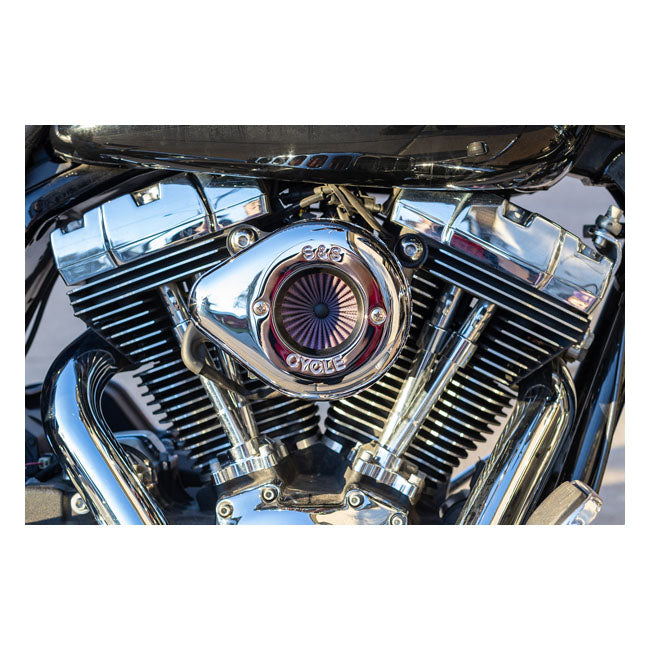 S&S, ''Air Stinger Stealth'' air cleaner kit. Teardrop, chrome — 00-15 Softail; 99-17 Dyna (Excl. 2017 FXDLS); 99-07 FLT/Touring. Bikes with CV carburetor & Delphi Elec. Fuel Injection (EFI) (Excl. e-throttle)