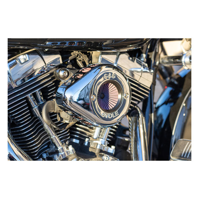 S&S, ''Air Stinger Stealth'' air cleaner kit. Teardrop, chrome — 00-15 Softail; 99-17 Dyna (Excl. 2017 FXDLS); 99-07 FLT/Touring. Bikes with CV carburetor & Delphi Elec. Fuel Injection (EFI) (Excl. e-throttle)