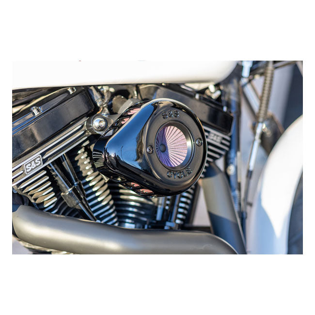 S&S, ''Air Stinger Stealth'' air cleaner kit. Teardrop, black — 00-15 Softail; 99-17 Dyna (Excl. 2017 FXDLS); 99-07 FLT/Touring. Bikes with CV carburetor & Delphi Elec. Fuel Injection (EFI) (Excl. e-throttle)