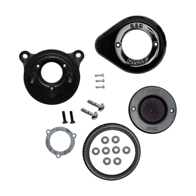 S&S, ''Air Stinger Stealth'' air cleaner kit. Teardrop, black — 00-15 Softail; 99-17 Dyna (Excl. 2017 FXDLS); 99-07 FLT/Touring. Bikes with CV carburetor & Delphi Elec. Fuel Injection (EFI) (Excl. e-throttle)