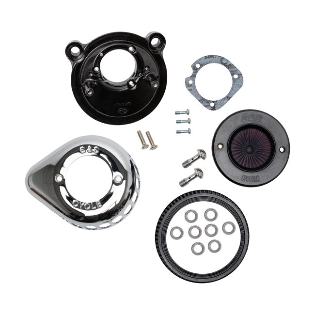 S&S, ''Air Stinger Stealth'' air cleaner kit. Teardrop, chrome — 07-22 XL Sportster