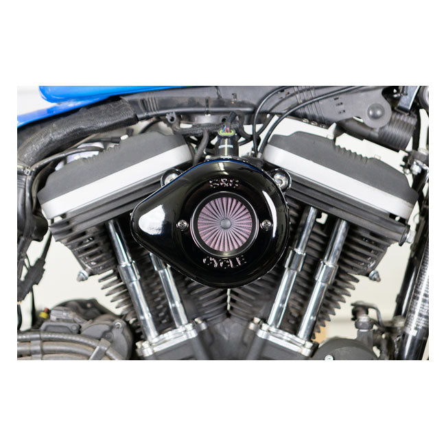 S&S, ''Air Stinger Stealth'' air cleaner kit. Teardrop, black — 07-22 XL Sportster
