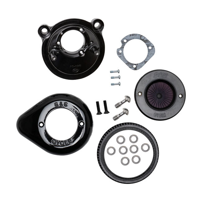 S&S, ''Air Stinger Stealth'' air cleaner kit. Teardrop, black — 07-22 XL Sportster