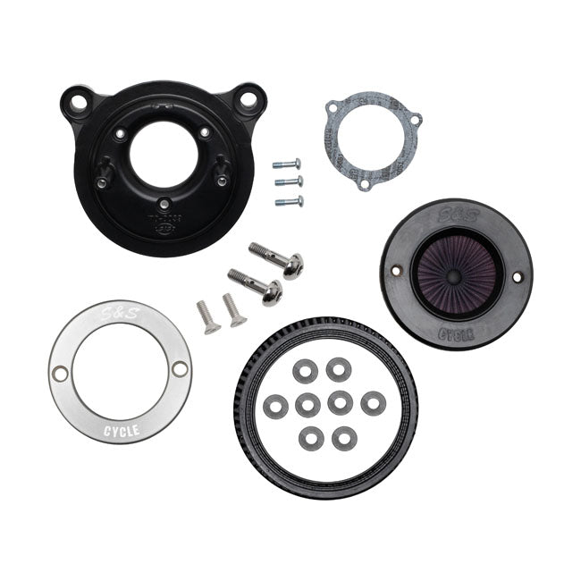 S&S, ''Air Stinger Stealth'' air cleaner kit. Alu trim ring — 00-15 Softail; 99-17 Dyna (Excl. 2017 FXDLS); 99-07 FLT/Touring. Bikes with CV carburetor & Delphi Elec. Fuel Injection (EFI) (Excl. e-throttle)