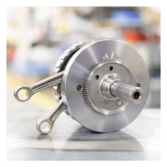 S&S, M8 4-5/8" stroker flywheel assembly — 18-26 Softail; 17-26 Touring (excl. 23-26 121" Touring). Requiring 4-5/8" flywheels.