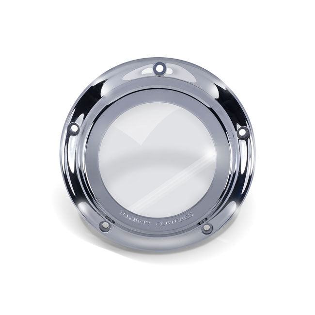 Barnett, clear derby cover. Chrome — 16-25 Touring (excl. 2025 FLTRXRRSE); 16-25 Trike; 2015 FLHTCUL; FLHTK; 07-25 Touring; Trikes with narrow profile primary cover