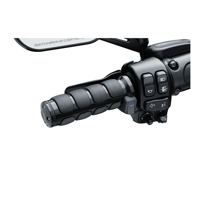 Kuryakyn, Heated ISO grips. Gloss black — 96-22 H-D with single or dual throttle cables (Excl. Street) (NU)