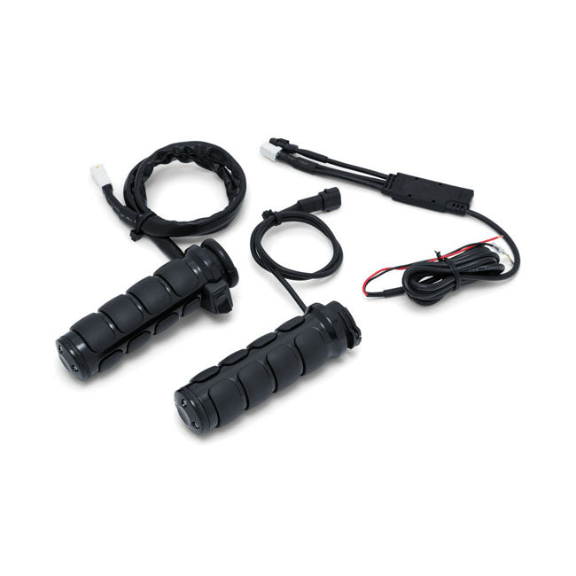 Kuryakyn, Heated ISO grips. Gloss black — 96-22 H-D with single or dual throttle cables (Excl. Street) (NU)