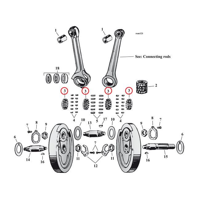 Retainer, connecting rod rollers