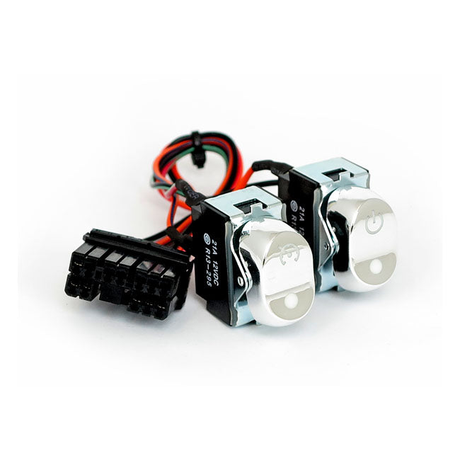 Rocker switch kit, inner fairing. cruise/acc. Chrome