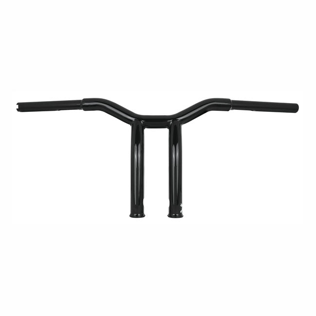 Burly, Dominator raked 1-1/4" T-bar 10" rise. Gloss black