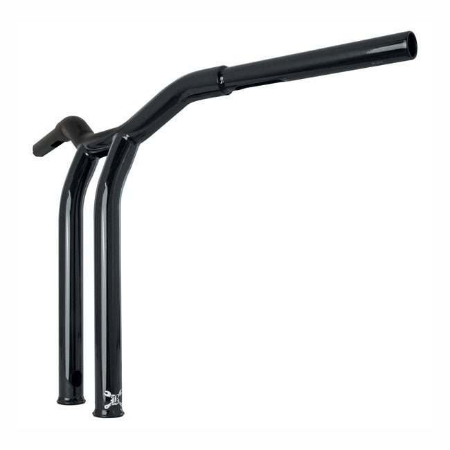 Burly, Dominator raked 1-1/4" T-bar 14" rise. Gloss black