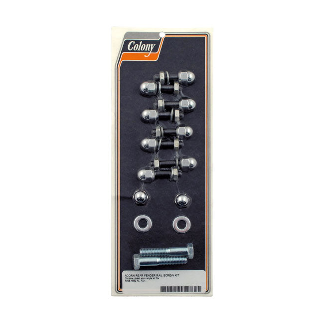 Colony, rear fender rail screw kit. Chrome