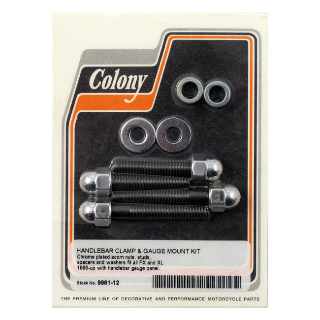 Colony handlebar clamp & gauge mount kit. Acorn — 95-15 FX; XL models (NU)