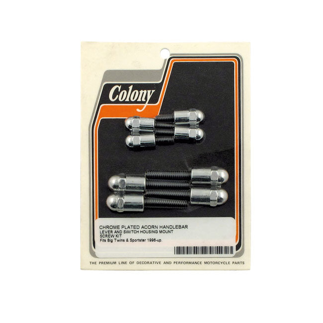 Colony, tappet block mount kit. Acorn, chrome — 36-E76 Big Twin (NU). With L76-84 style tappet blocks