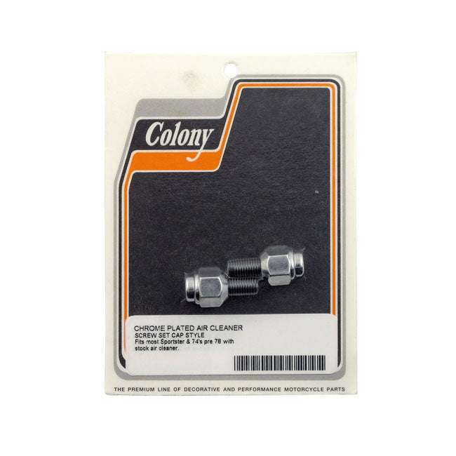 Colony, 54-78 air cleaner screws. Chrome, Cap style