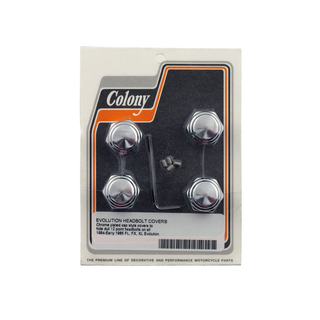 Colony, head bolt cover kit. Cap style, chrome — 84-E85 Evo Big Twin (NU)