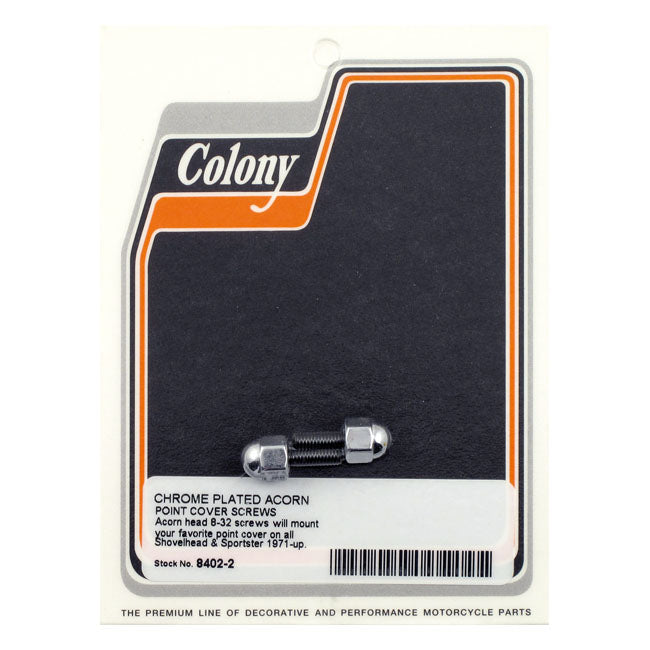 Colony, point cover mount kit. Acorn, chrome — 70-99 Big Twin (Excl. TC); 71-03 XL Sportster (NU)