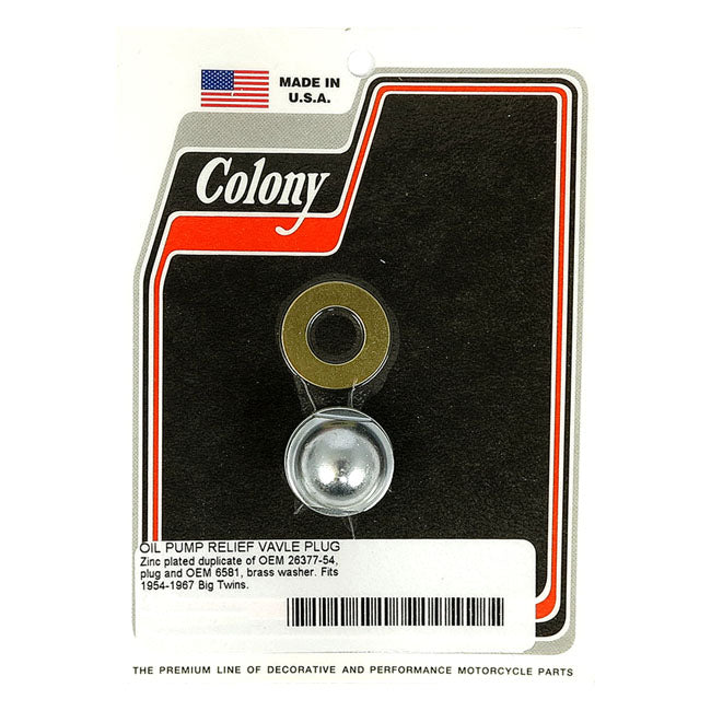 Colony plug, oil pump relief valve — 54-67 Big Twin (NU)