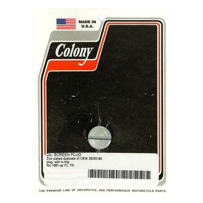 Colony plug, oil pump & crankcase — 81-99 Big Twin (NU) (Excl. TC)