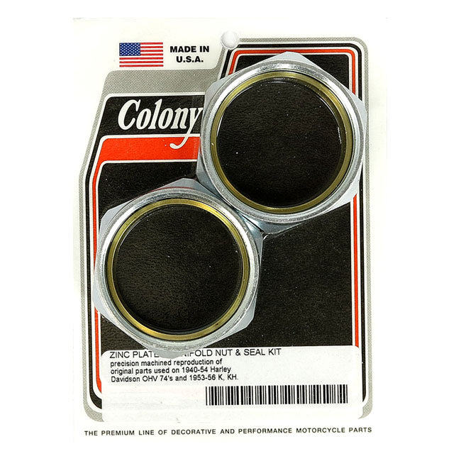 Colony manifold nuts, plumber style — 40-54 OHV 74"/61" Big Twin; 53-56 K; KH