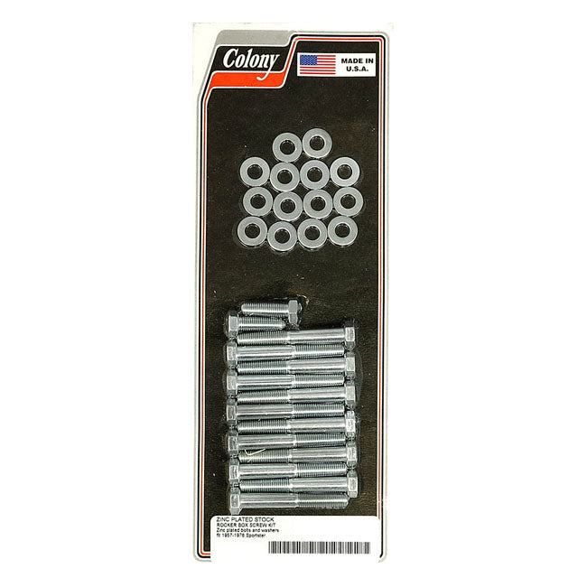 Colony, Sportster rocker box bolt kit. Hex, zinc — 57-76 Sportster (NU)