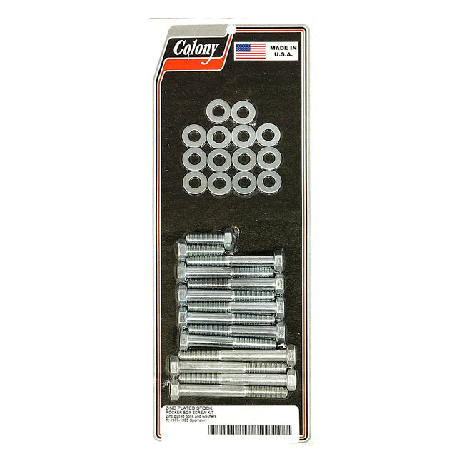 Colony, Sportster rocker box bolt kit. Hex, zinc — 77-85 XL Sportster (NU)