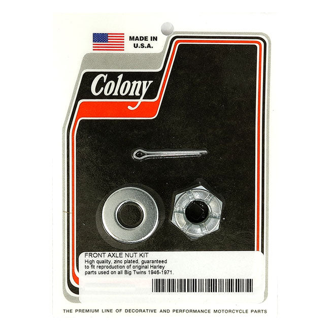 Colony axle nut kit. Front — 46-71 Big Twin (NU)