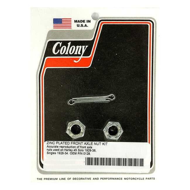Colony axle nut kit. Front — 29-36 45" SV SOLO; 26-34 SINGLE CYL H-D (NU)