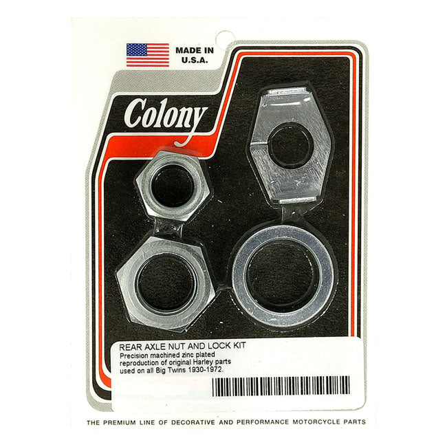 Colony rear axle nut & lock kit — 30-72 H-D (NU) (Excl. 45" & all VL models)
