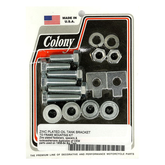 Colony, oil tank mount kit. Zinc — 58-64 Big Twin (NU)