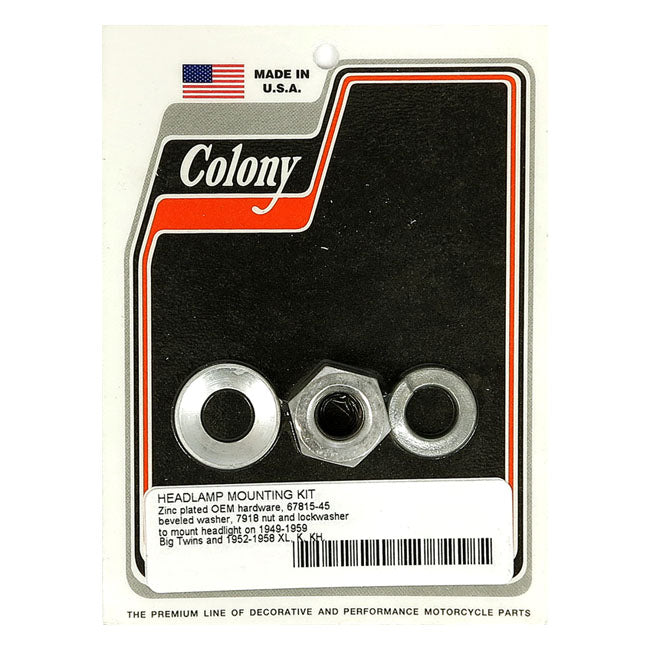 Colony, headlamp mount kit. Zinc — 49-59 Big Twin; 52-58 K; KH; XL Sportster (NU)