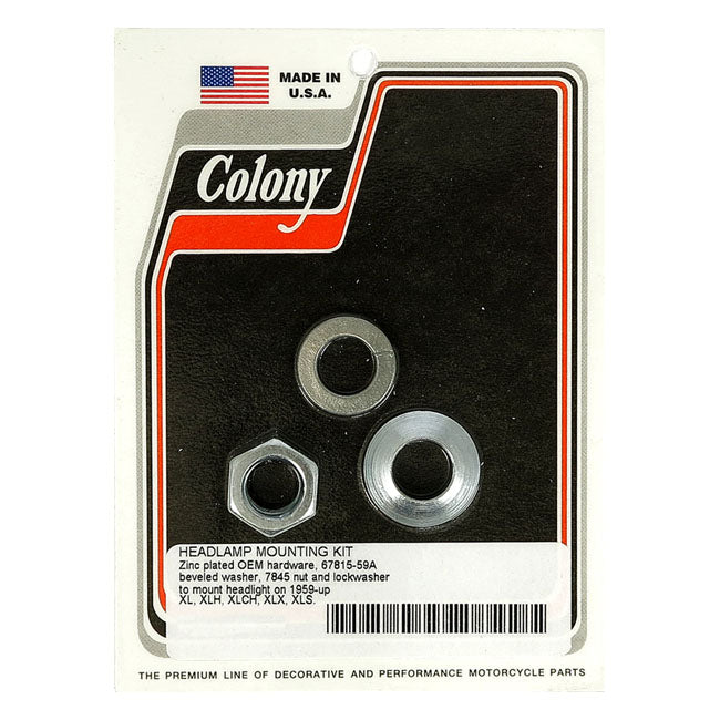 Colony, headlamp mount kit. Zinc — 59-74 XL Sportster; XLH; XLCH; XLX; XLS (NU)