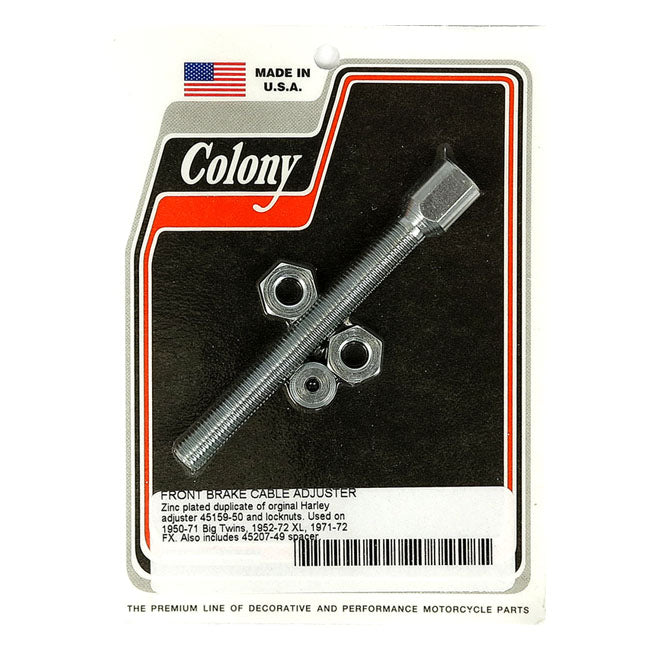 Colony, front brake cable adjuster. Zinc — 50-71 FL; 71-72 FX; 52-72 K; KH; XL Sportster (NU)
