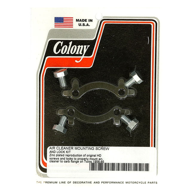 Colony, Linkert air cleaner mount screw & lock kit. Zinc — 55-65 Big Twin (NU)