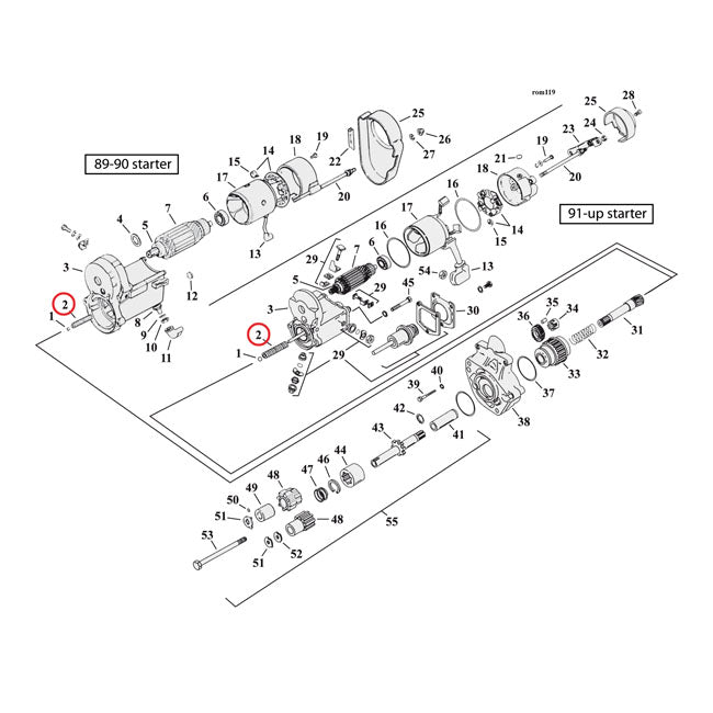 Return spring, starter motor solenoid — 89-90 Big Twin; 81-90 XL Sportster (NU)