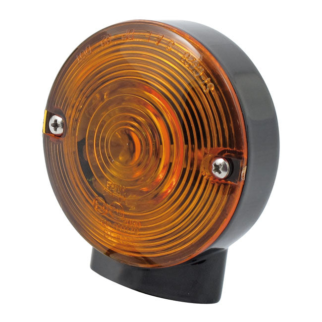 86-up style FL LED turn signals. Front. gloss black — 86-15 FLT/Touring (excl. FLHX; FLHRS); 16-22 FLHR/C; 2023 FLHFB Electra Glide Highway King (NU). Models with large flat lens turn signals