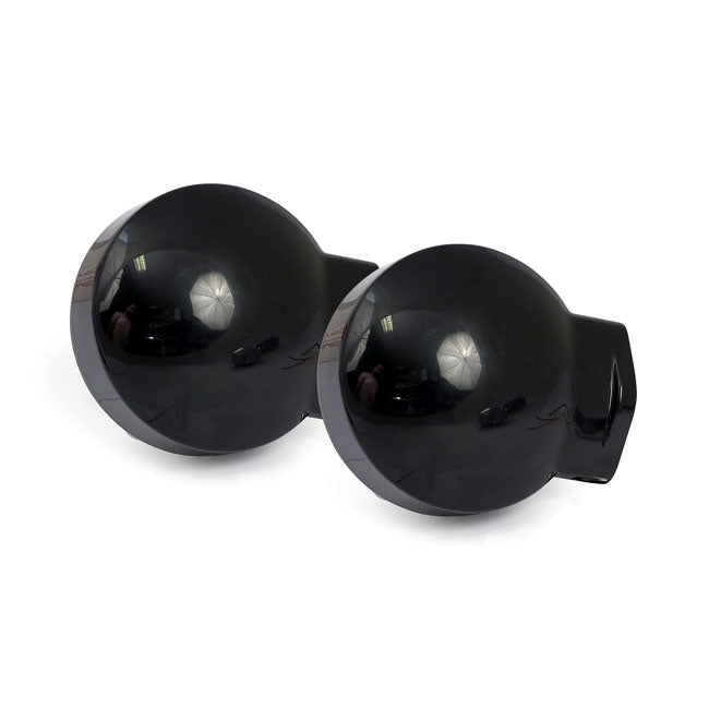 86-up style FL LED turn signals. Front. gloss black — 86-15 FLT/Touring (excl. FLHX; FLHRS); 16-22 FLHR/C; 2023 FLHFB (NU). Models with large 3-1/4" flat lens turn signals