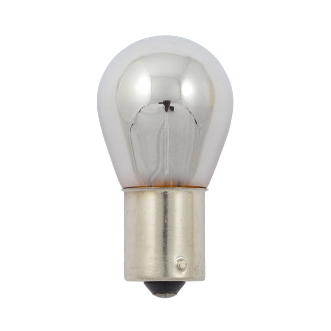Light bulb #1156. 12v 21w. Amber glass/chrome