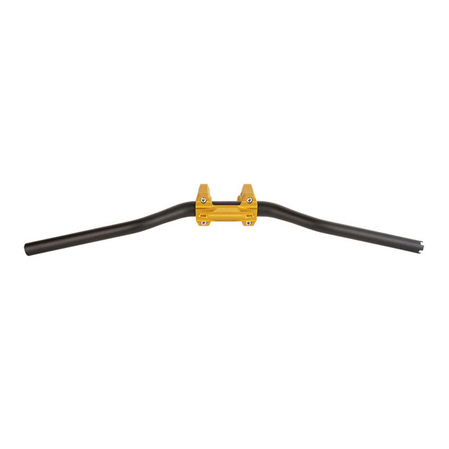 PM, 1-1/4" Phatbar & 12" riser kit. Gold Ops — 82-24 H-D mech. or e-throttle with 3-1/2" mount bolt spacing (NU)