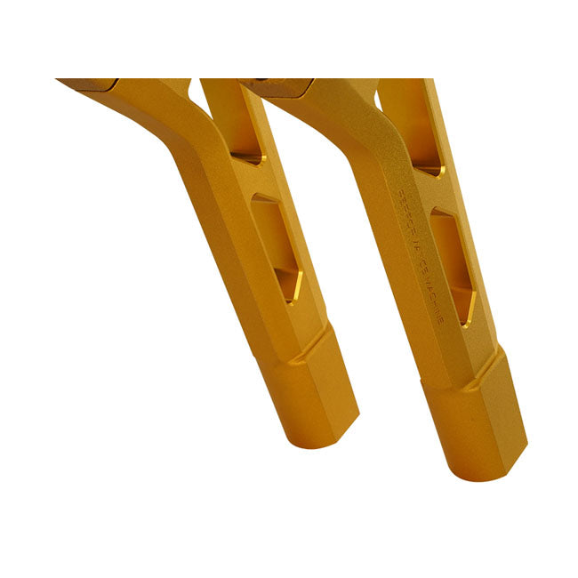 PM, 1-1/4" Phatbar & 12" riser kit. Gold Ops — 82-24 H-D mech. or e-throttle with 3-1/2" mount bolt spacing (NU)
