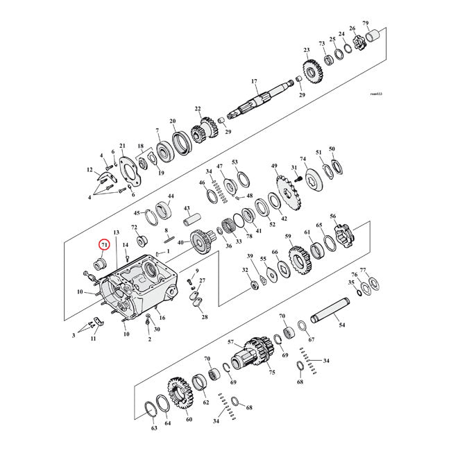 Bushing, countershaft. starter side. +.005" — L76-79 4-speed Big Twin (NU)