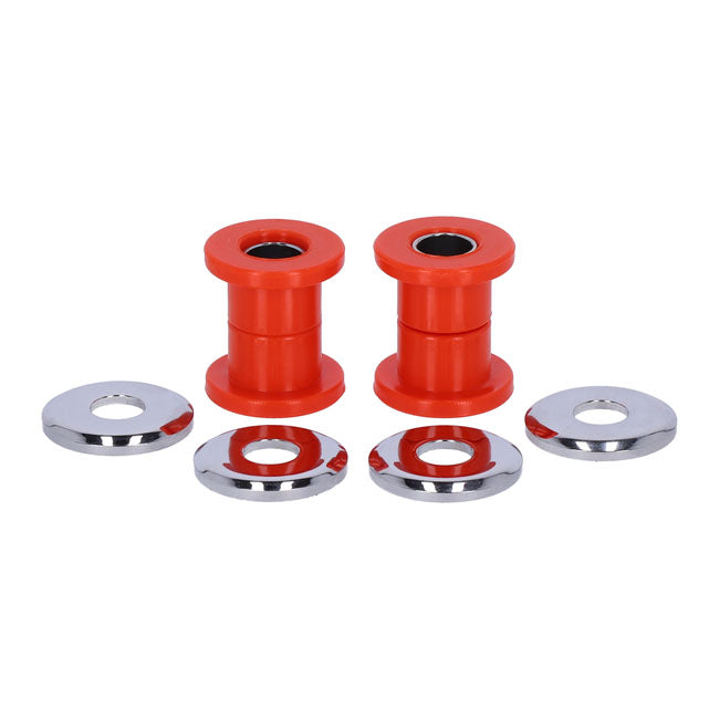Handlebar damper kit, red polyurethane — 18-25 Softail; 83-25 FLT/Touring; 09-25 trikes